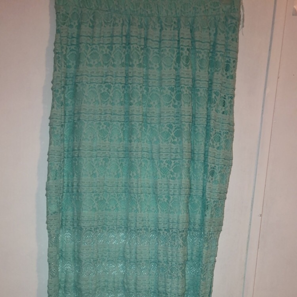 Blue/Green Floral Maxi Skirt